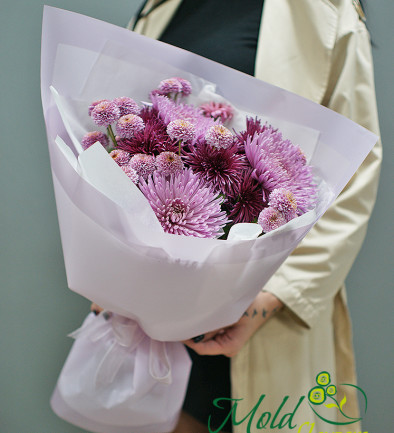 Bouquet of pink chrysanthemums photo 394x433